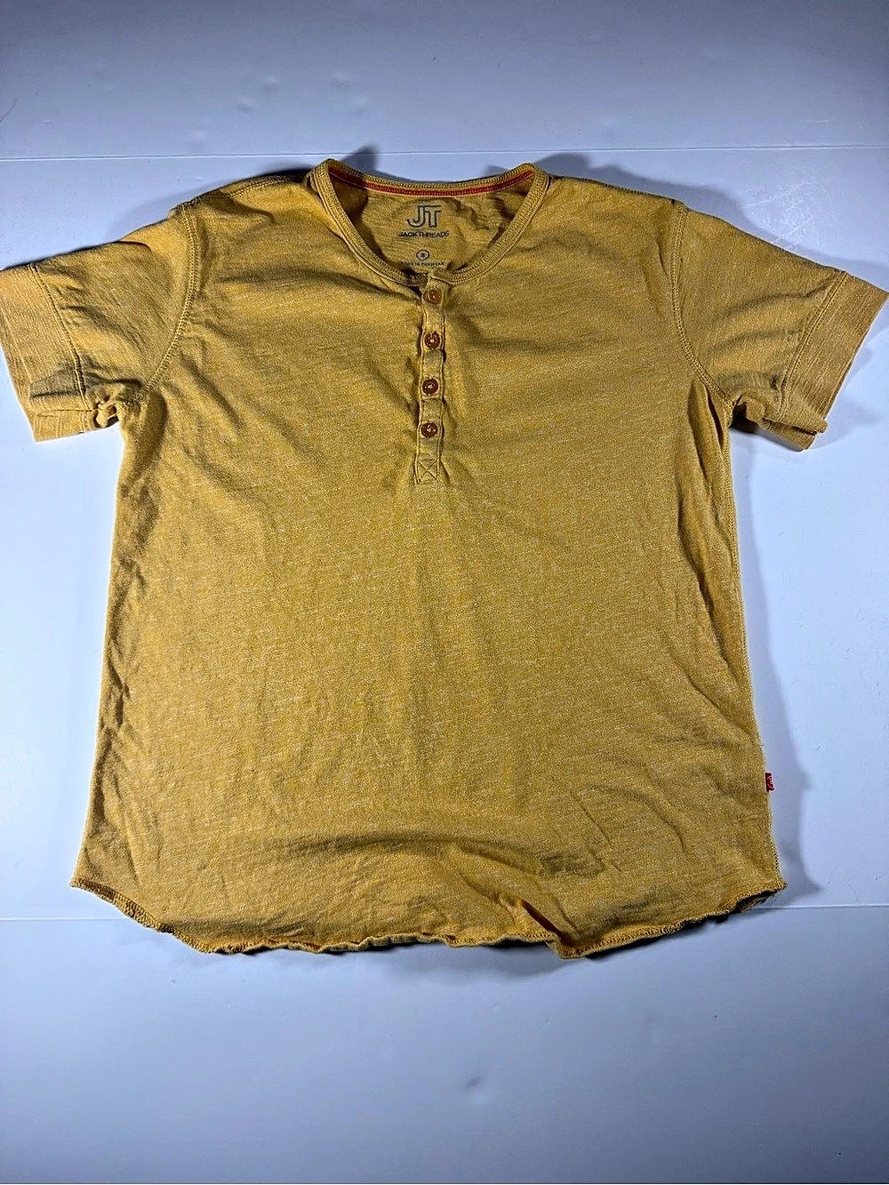 Jack Threads Short Sleeve Henley Yellow Size Small